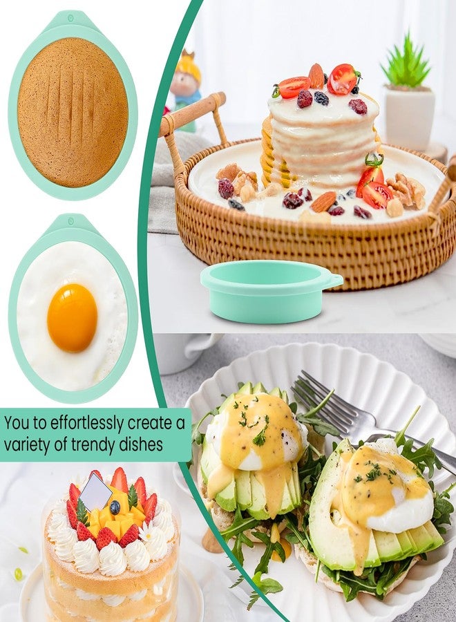 Loyanger 4Pcs Air Fryer Egg Mold, Silicone Egg Bites Molds for Baking Muffin Top Pan, 4'' Mini Pancake Mold Non-Stick for Baking Hamburger Bun Pan Air Fryer Accessories(COLOR:Green) - Image 5